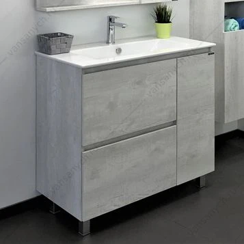 Тумба с раковиной COMFORTY Верона-90 дуб белый раковина Quadro 90