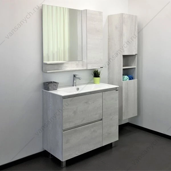 Тумба с раковиной COMFORTY Верона-90 дуб белый раковина Quadro 90