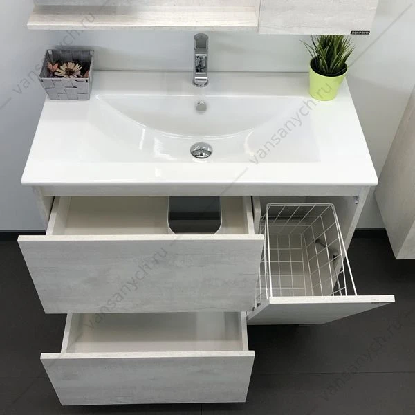 Тумба с раковиной COMFORTY Верона-90 дуб белый раковина Quadro 90