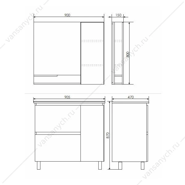 Тумба с раковиной COMFORTY Верона-90 дуб белый раковина Quadro 90
