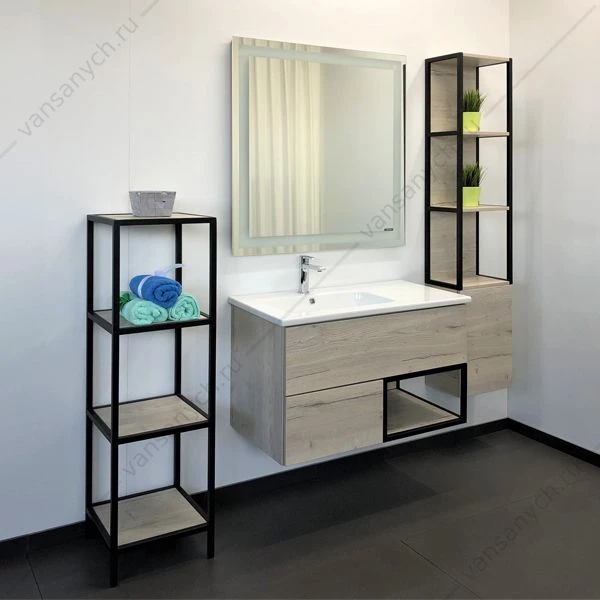 Стеллаж напольный COMFORTY Мальме-40 дуб дымчатый