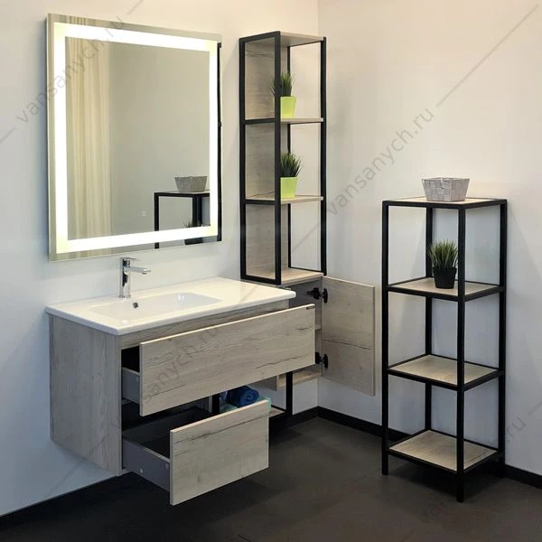 Стеллаж напольный COMFORTY Мальме-40 дуб дымчатый