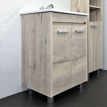 Тумба с раковиной COMFORTY Марио-60 дуб дымчатый раковина Quadro 60