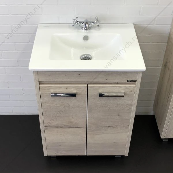 Тумба с раковиной COMFORTY Марио-60 дуб дымчатый раковина Quadro 60