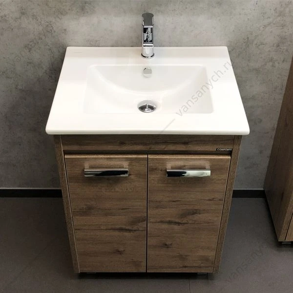 Тумба с раковиной COMFORTY Марио-60 дуб темный раковина Quadro 60