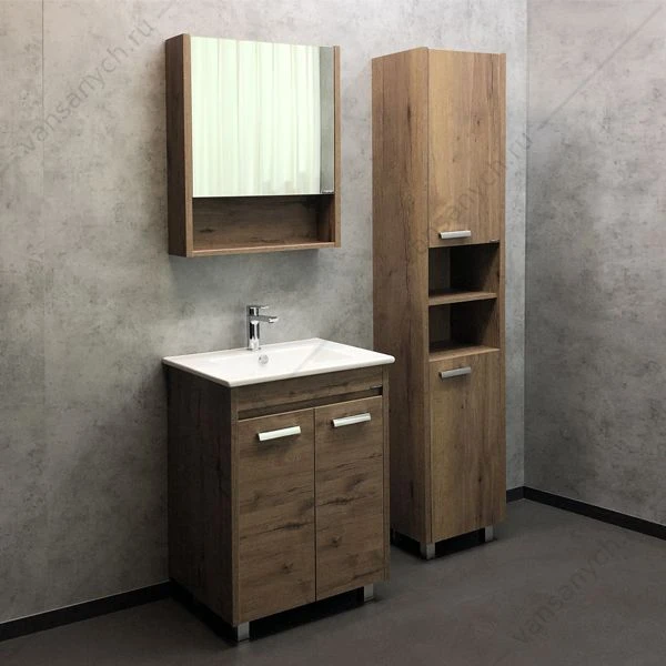 Тумба с раковиной COMFORTY Марио-60 дуб темный раковина Quadro 60
