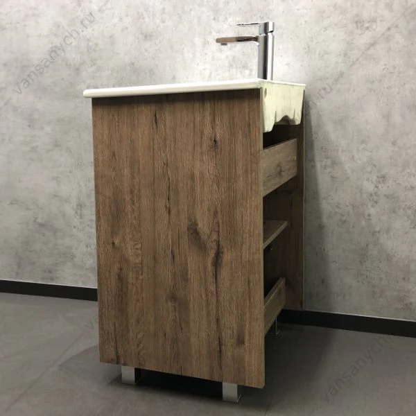 Тумба с раковиной COMFORTY Марио-60 дуб темный раковина Quadro 60