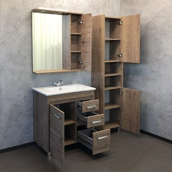 Тумба с раковиной COMFORTY Марио-75 дуб темный раковина Quadro 75