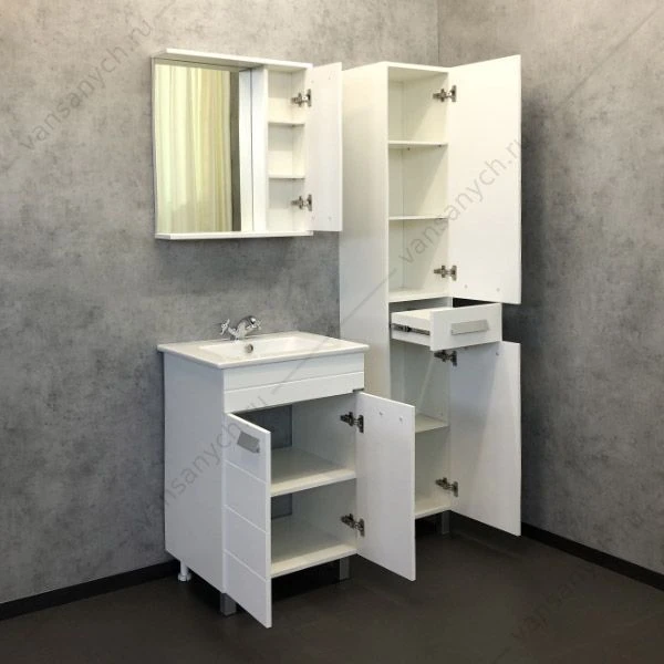 Тумба с раковиной COMFORTY Модена М-60 белая матовая раковина Quadro 60