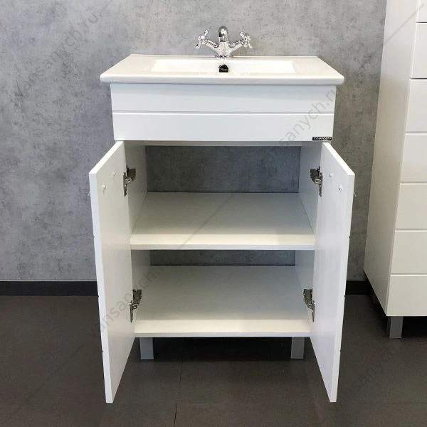 Тумба с раковиной COMFORTY Модена М-60 белая матовая раковина Quadro 60