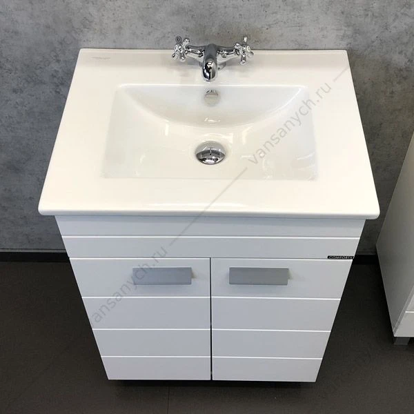 Тумба с раковиной COMFORTY Модена М-60 белая матовая раковина Quadro 60
