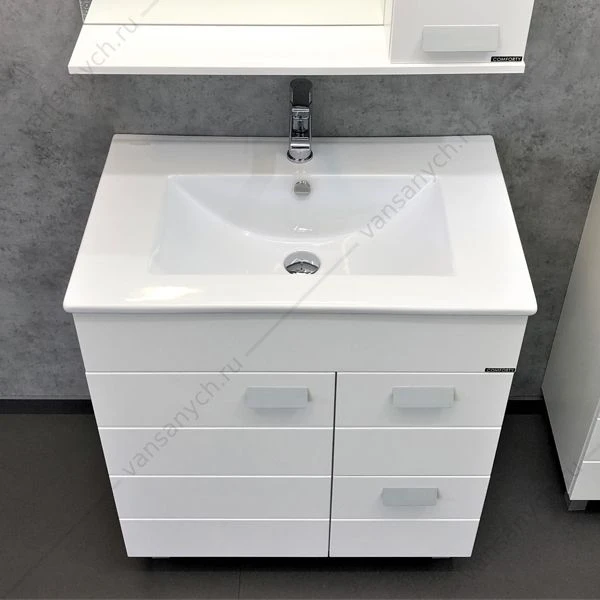Тумба с раковиной COMFORTY Модена М-75 белая матовая раковина Quadro 75
