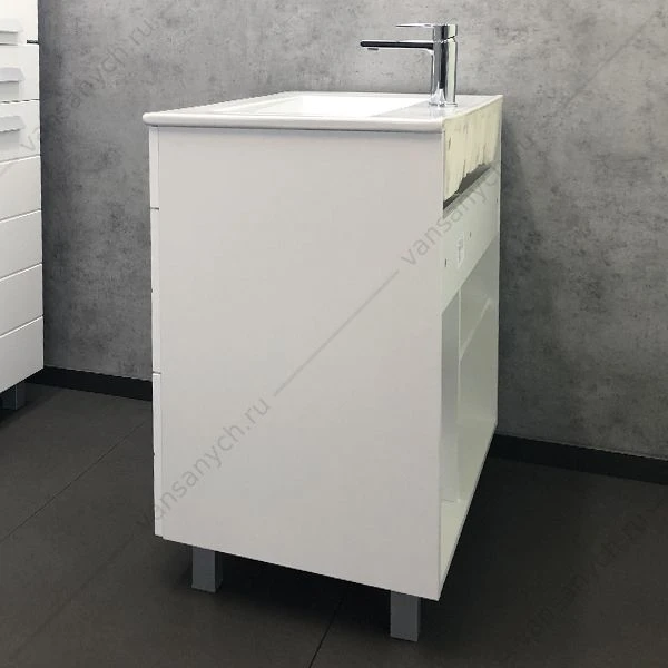 Тумба с раковиной COMFORTY Модена М-75 белая матовая раковина Quadro 75