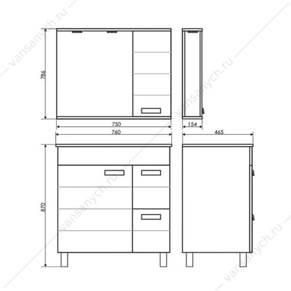 Тумба с раковиной COMFORTY Модена М-75 белая матовая раковина Quadro 75