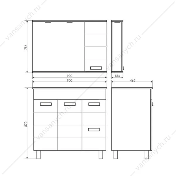 Тумба с раковиной COMFORTY Модена М-90 белая матовая раковина Quadro 90