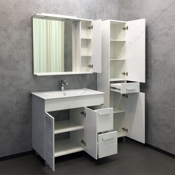 Тумба с раковиной COMFORTY Модена М-90 белая матовая раковина Quadro 90