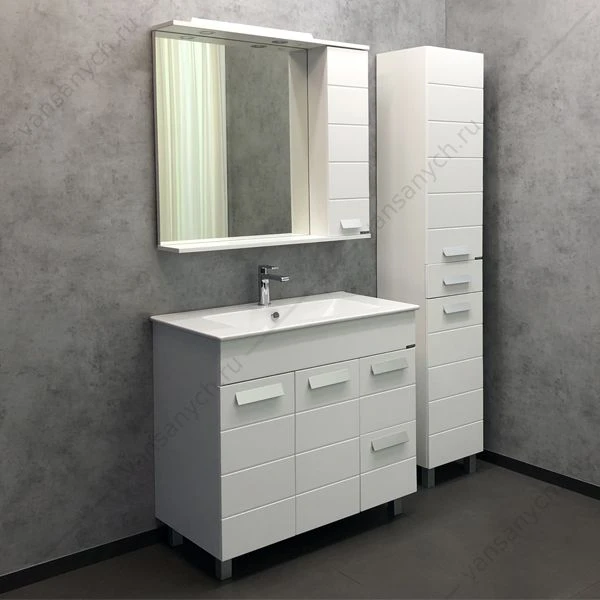 Тумба с раковиной COMFORTY Модена М-90 белая матовая раковина Quadro 90