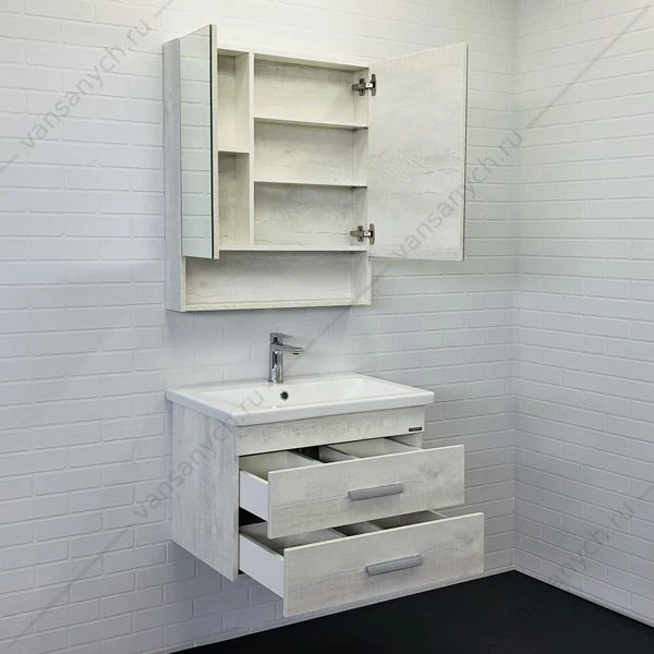 Зеркало-шкаф COMFORTY Никосия-70 дуб белый
