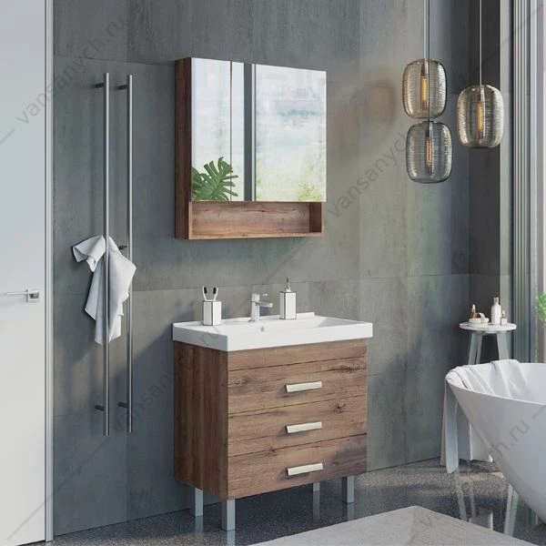 Зеркало-шкаф COMFORTY Никосия-80 дуб темный