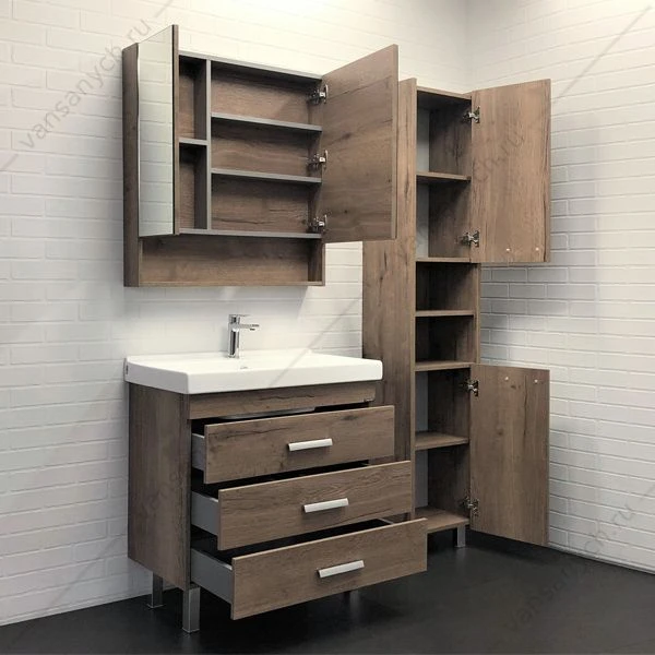 Тумба с раковиной COMFORTY Никосия-80Н дуб темный раковина Fest 80 F01