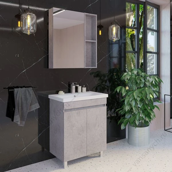 Зеркало-шкаф COMFORTY Осло-70 бетон светлый