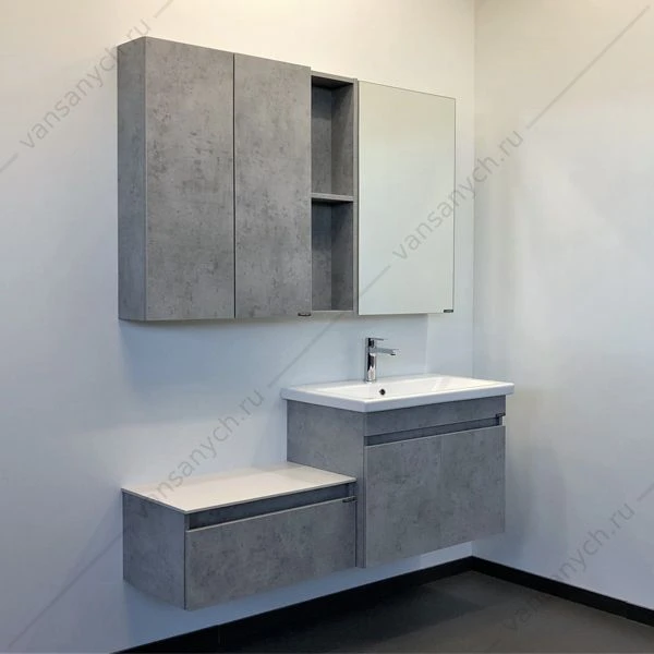 Тумба с раковиной COMFORTY Осло-70ПД бетон светлый раковина COMO 70