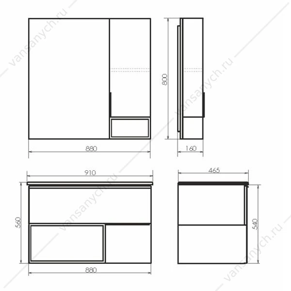 Тумба с раковиной COMFORTY Франкфурт-90 бетон светлый раковина Quadro 90