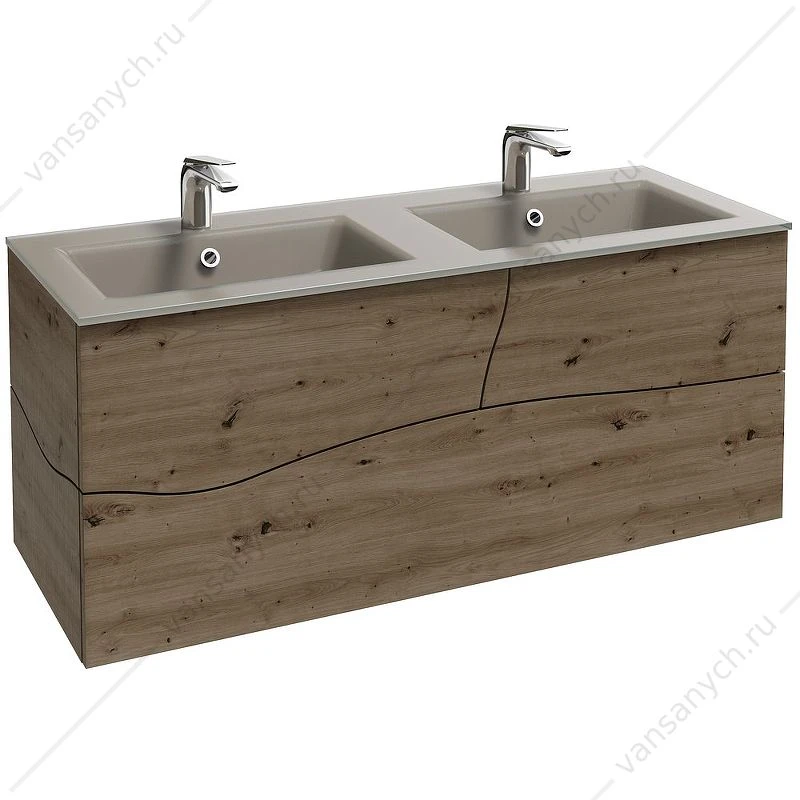 Раковина-столешница 120см стеклянная Jacob Delafon Sherwood, матовый базальт, 2 чаши EB1831RU-DE5