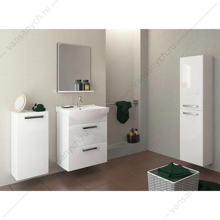 Зеркало Cersanit MELAR 50 с полочкой, без подсветки, белый