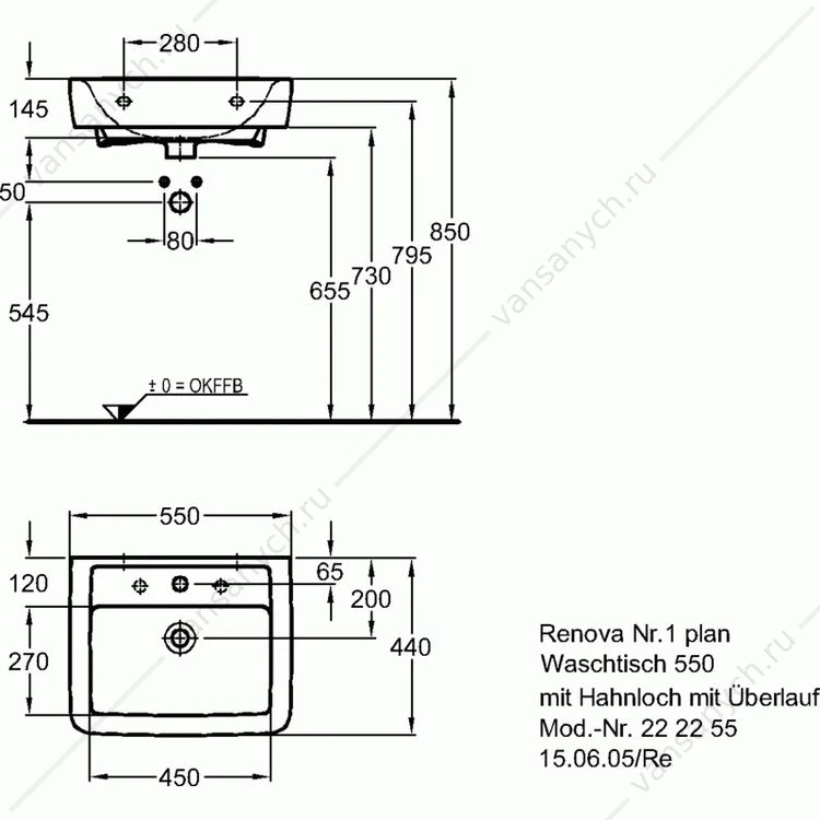 Раковина Keramag Renova Nr.1 Plan 55x44 см
