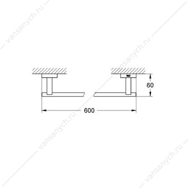 Держатель для полотенца GROHE Essentials Cube, 600 мм, 40509001