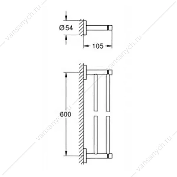 Держатель для полотенца GROHE Essentials, двойной, 600 мм, 40802001