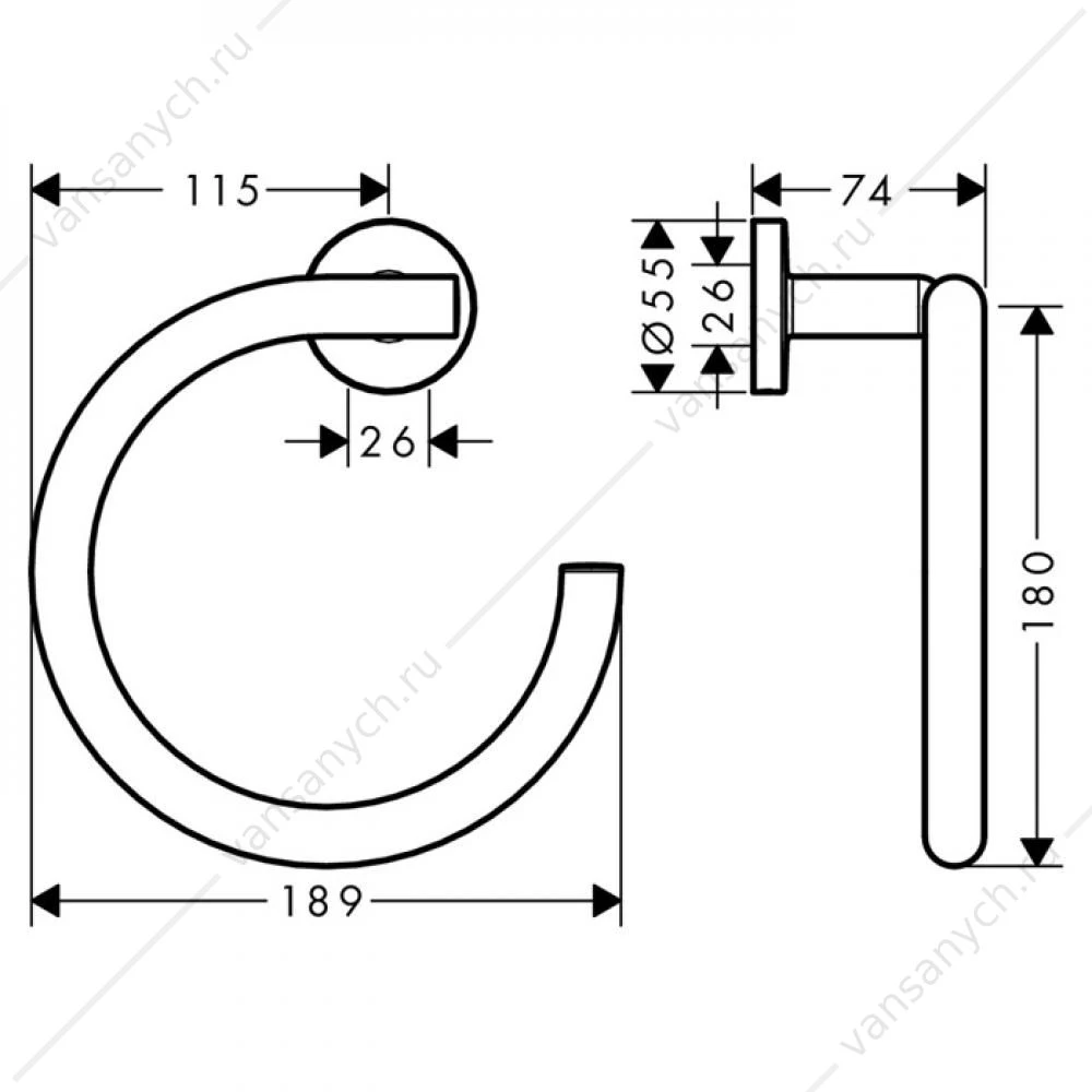 Полотенцедержатель кольцо Hansgrohe Logis Universal, 41724000