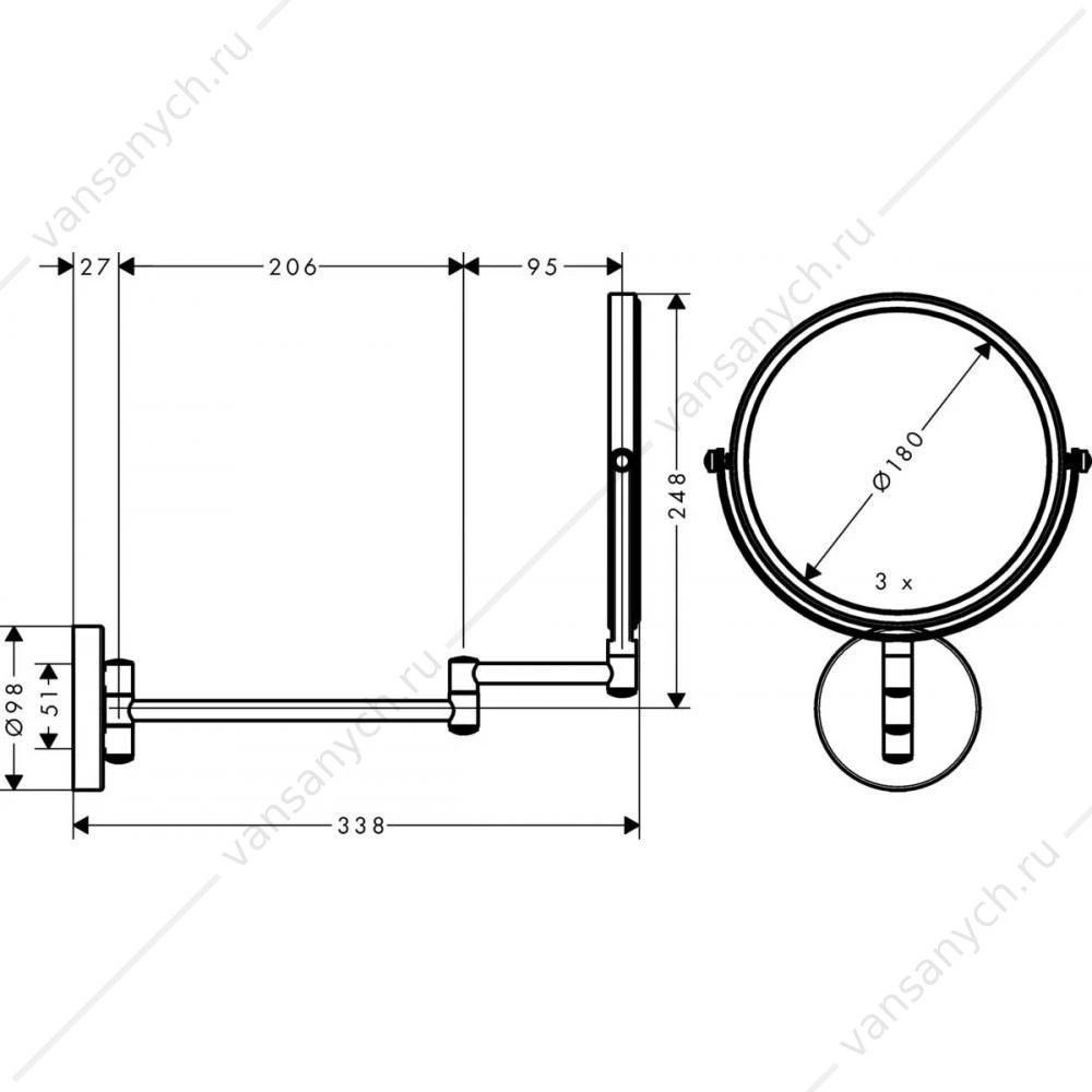 Зеркало косметическое Hansgrohe Logis Universal, 73561000