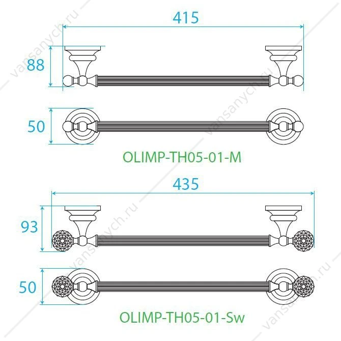 Полотенцедержатель, 40 см CEZARES OLIMP-TH05, бронза/Swarovski