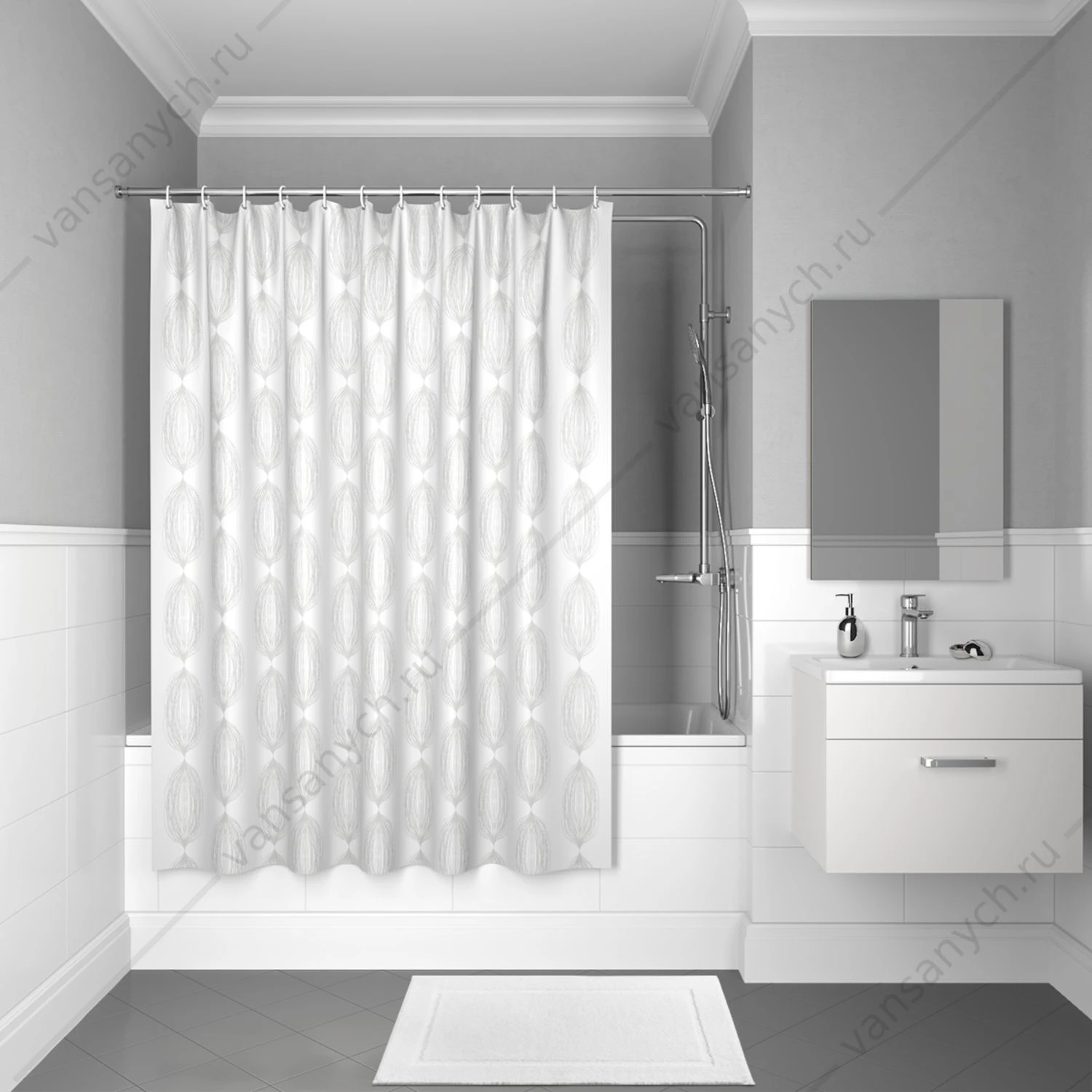 Штора для ванной комнаты IDDIS Decor, D15P218i11, белый