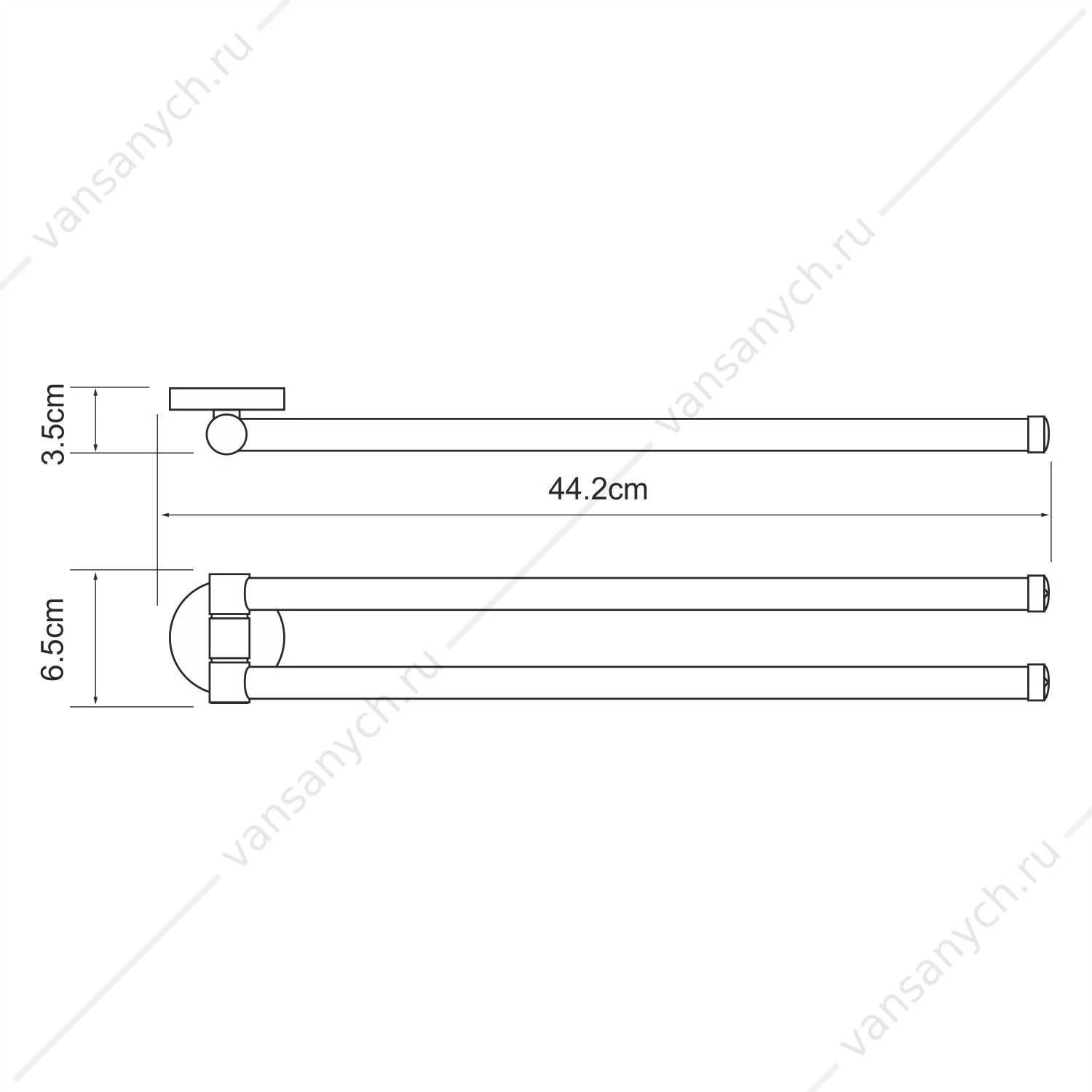 Держатель полотенец двойной, Rhein K-6200, хром, K-6231