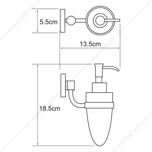 Дозатор для жидкого мыла, Rhein K-6200, хром, K-6299