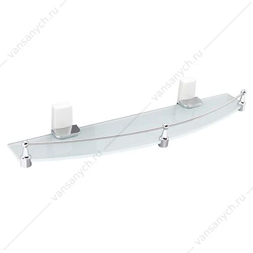 Полка стеклянная с бортиком, Leine K-5000 WHITE, белый/хром, K-5044WHITE
