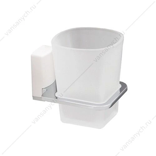 Подстаканник одинарный, Leine K-5000 WHITE, белый/хром, K-5028WHITE