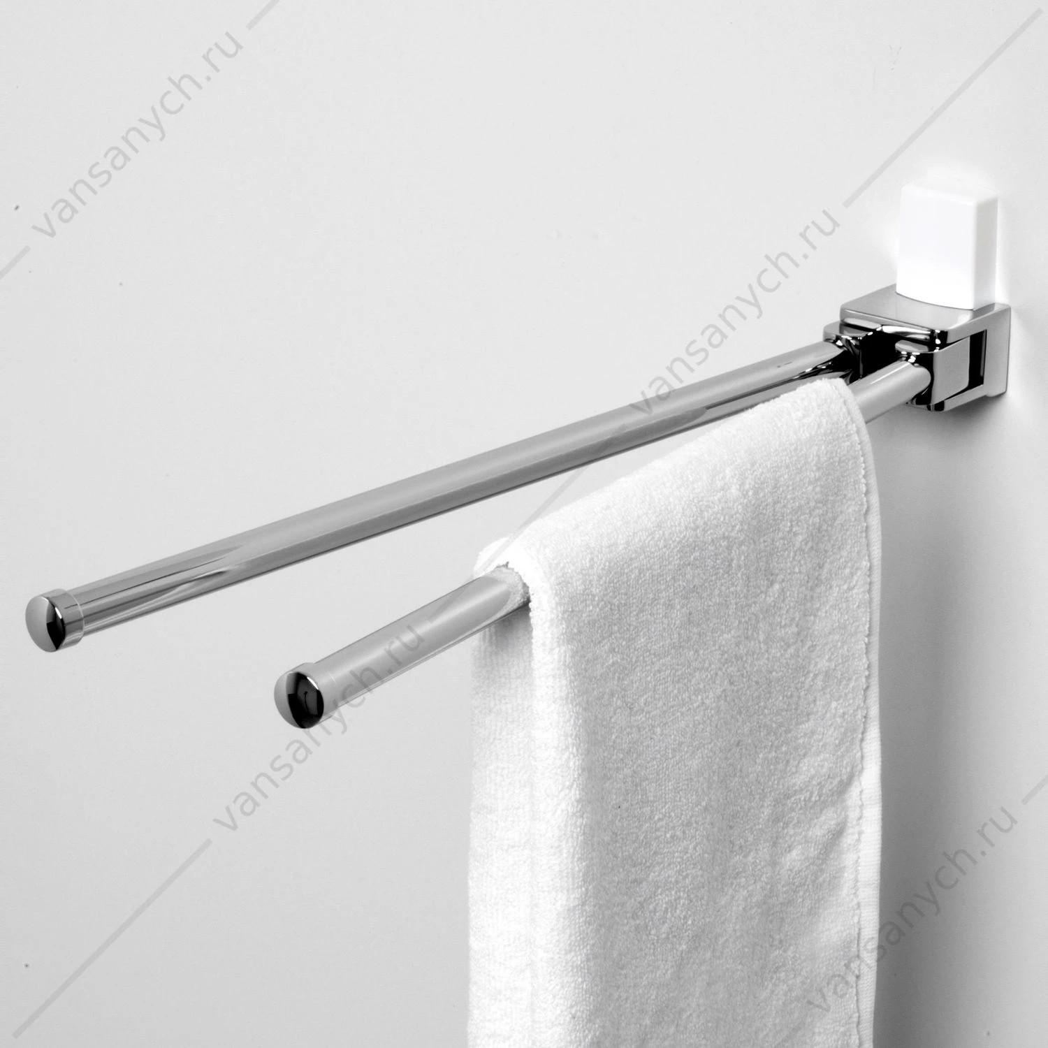 Держатель полотенец двойной, Leine K-5000 WHITE, белый/хром, K-5031WHITE