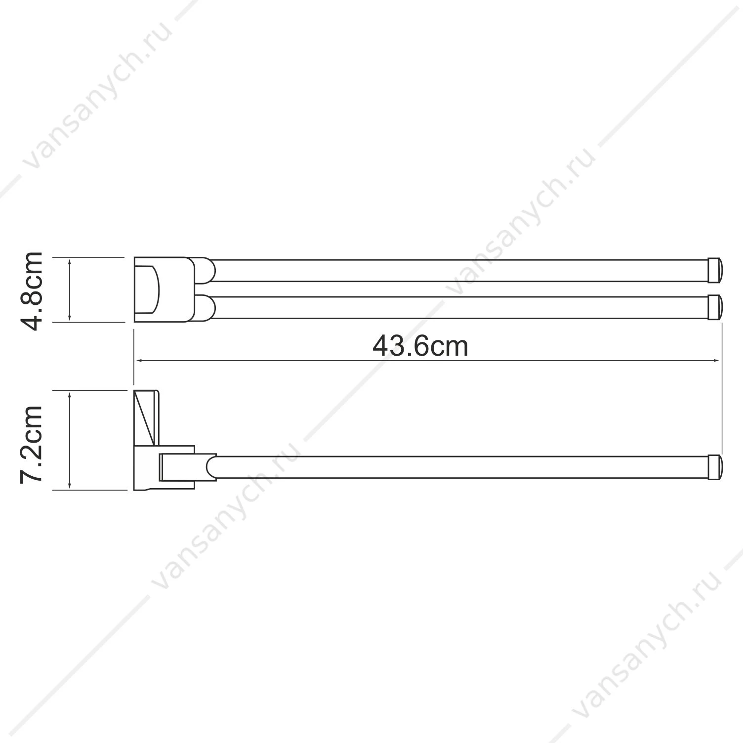 Держатель полотенец двойной, Leine K-5000 WHITE, белый/хром, K-5031WHITE