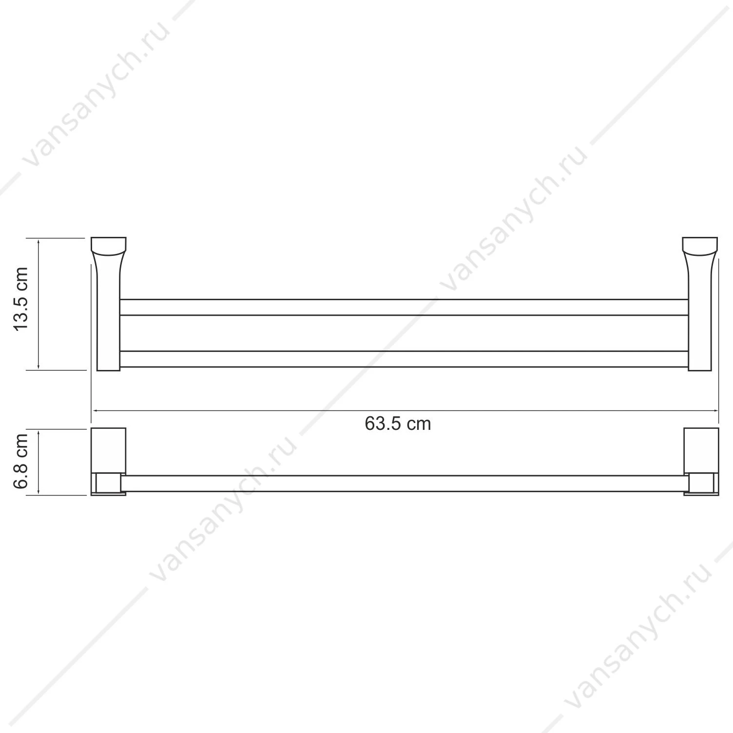 Держатель полотенец двойной, Leine K-5000 WHITE, белый/хром, K-5040WHITE