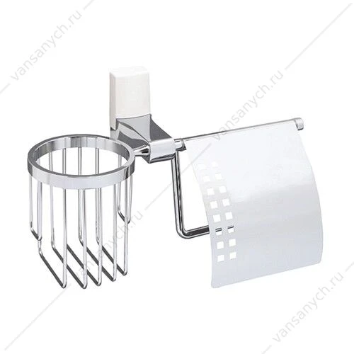 Держатель туалетной бумаги и освежителя, Leine K-5000 WHITE, белый/хром, K-5059WHITE