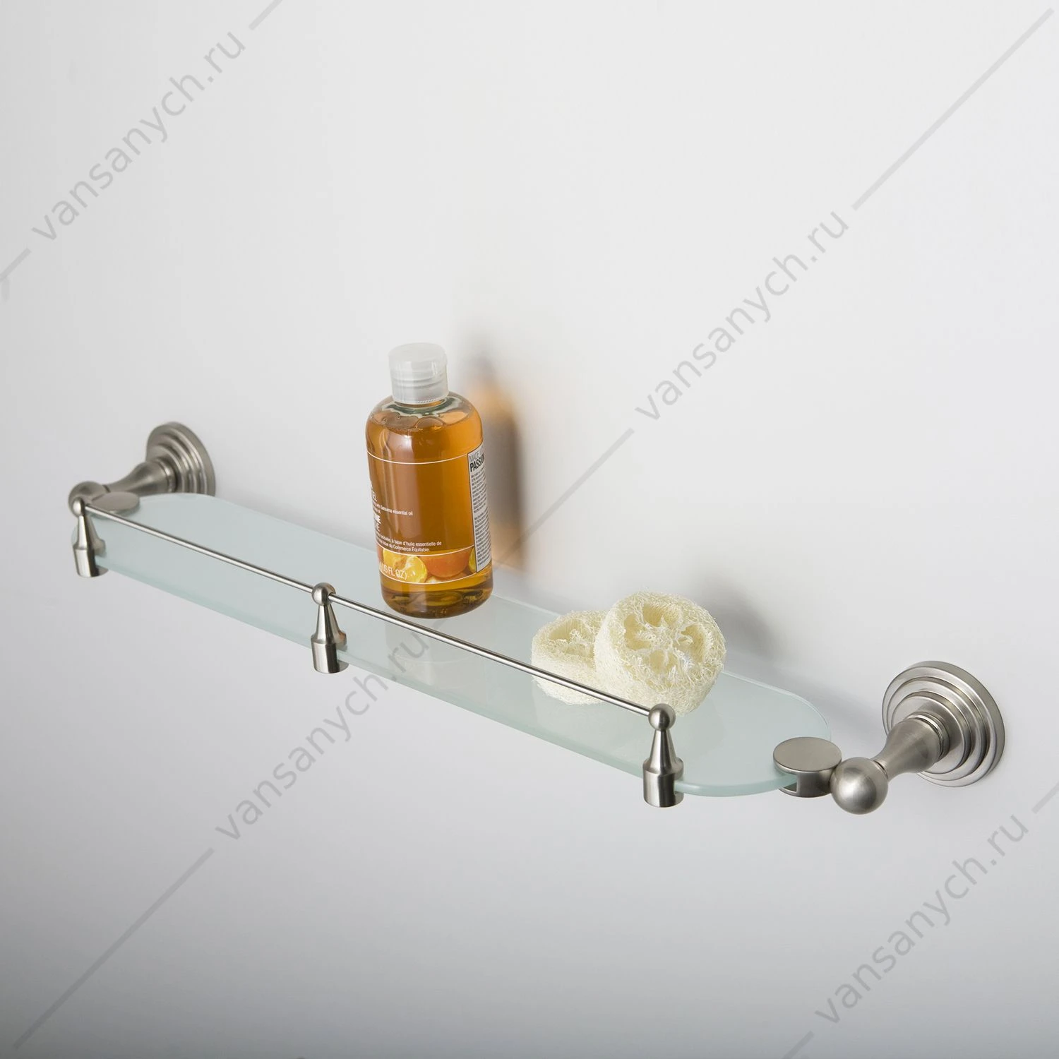 Полка стеклянная с бортиком, Ammer K-7000, Никель, K-7044