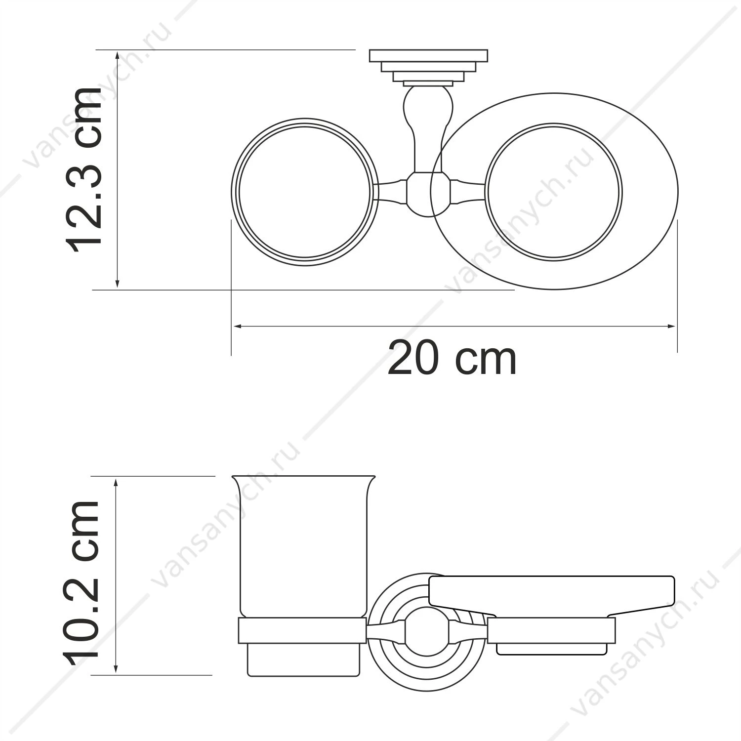 Держатель стакана и мыльницы, Ammer K-7000, Никель, K-7026