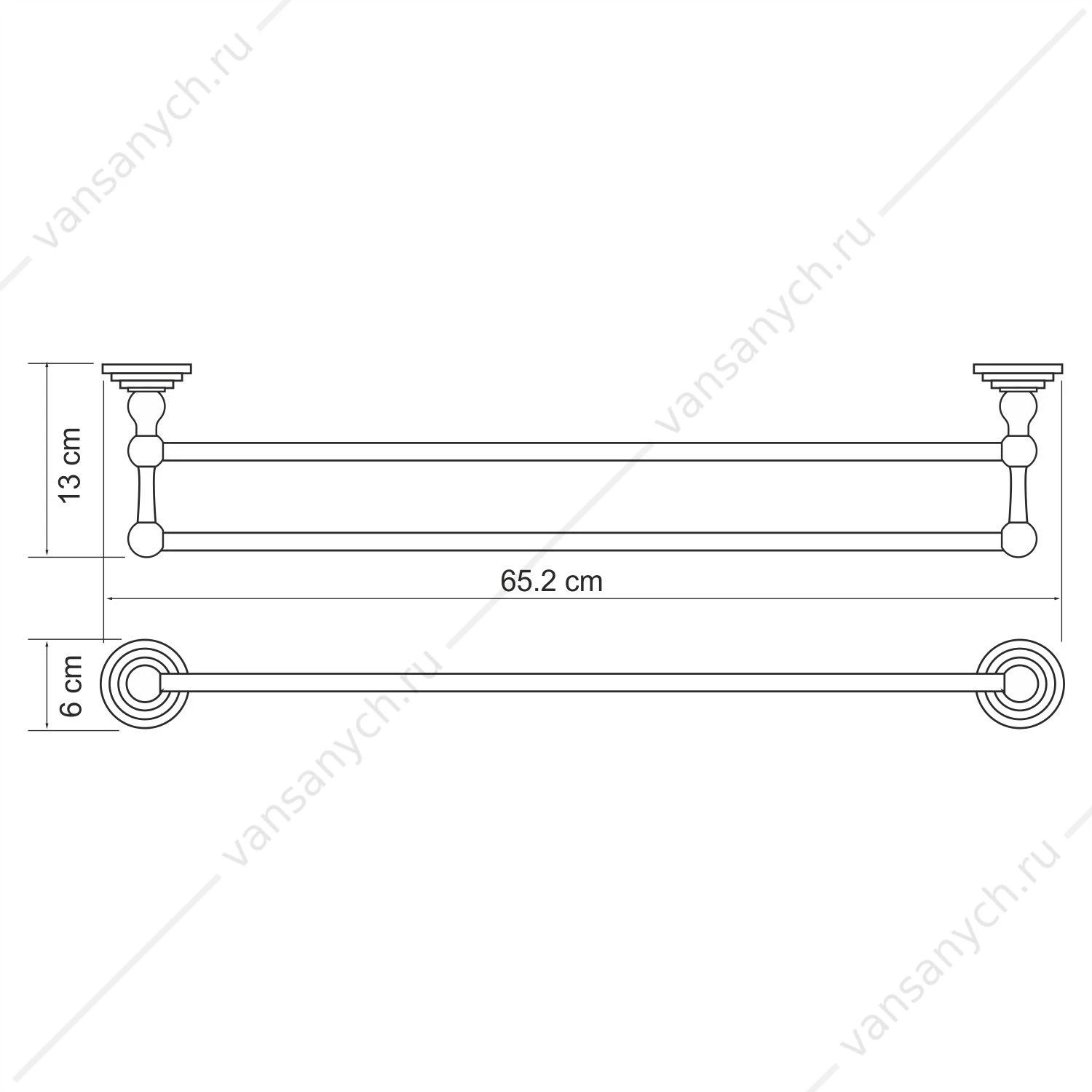 Держатель полотенец двойной, Ammer K-7000, Никель, K-7040