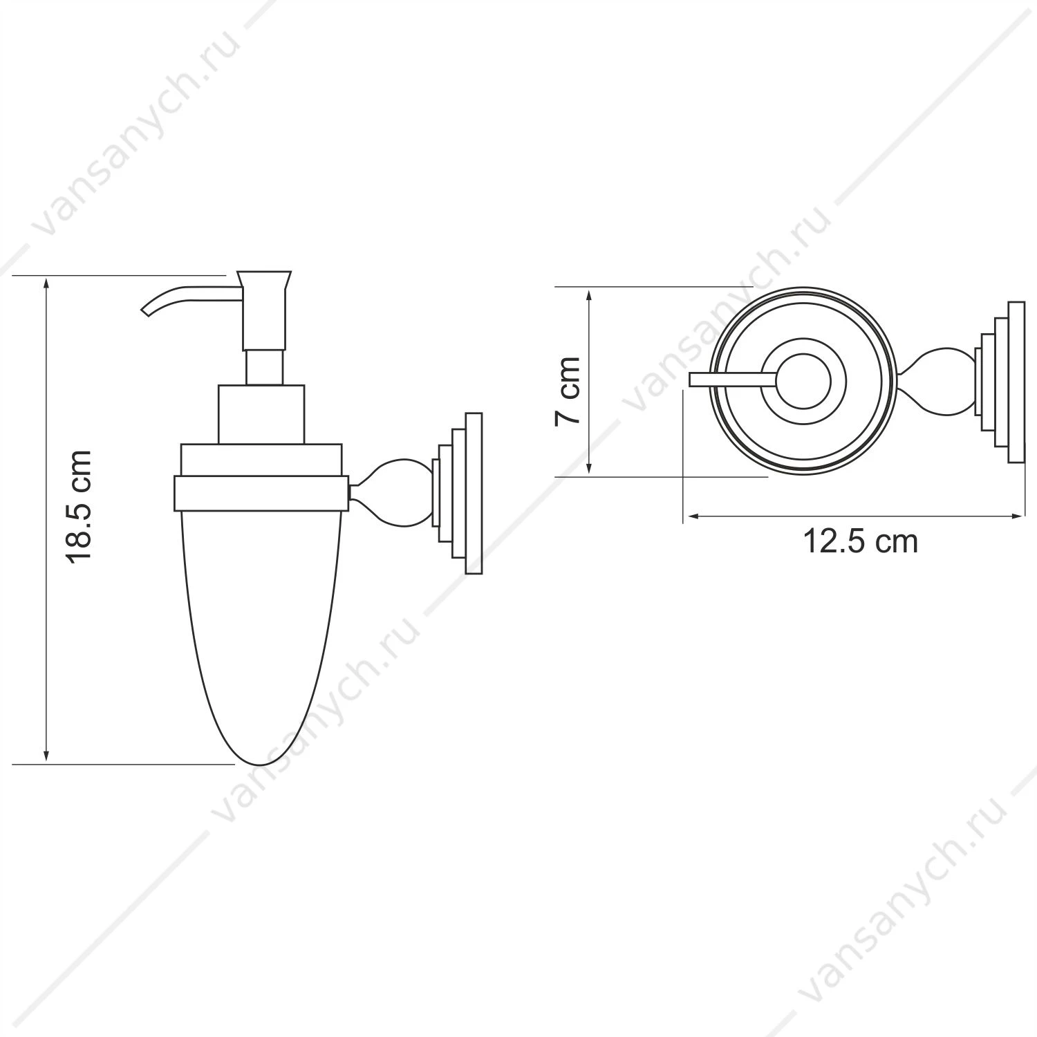 Дозатор для жидкого мыла, Ammer K-7000, Никель, K-7099