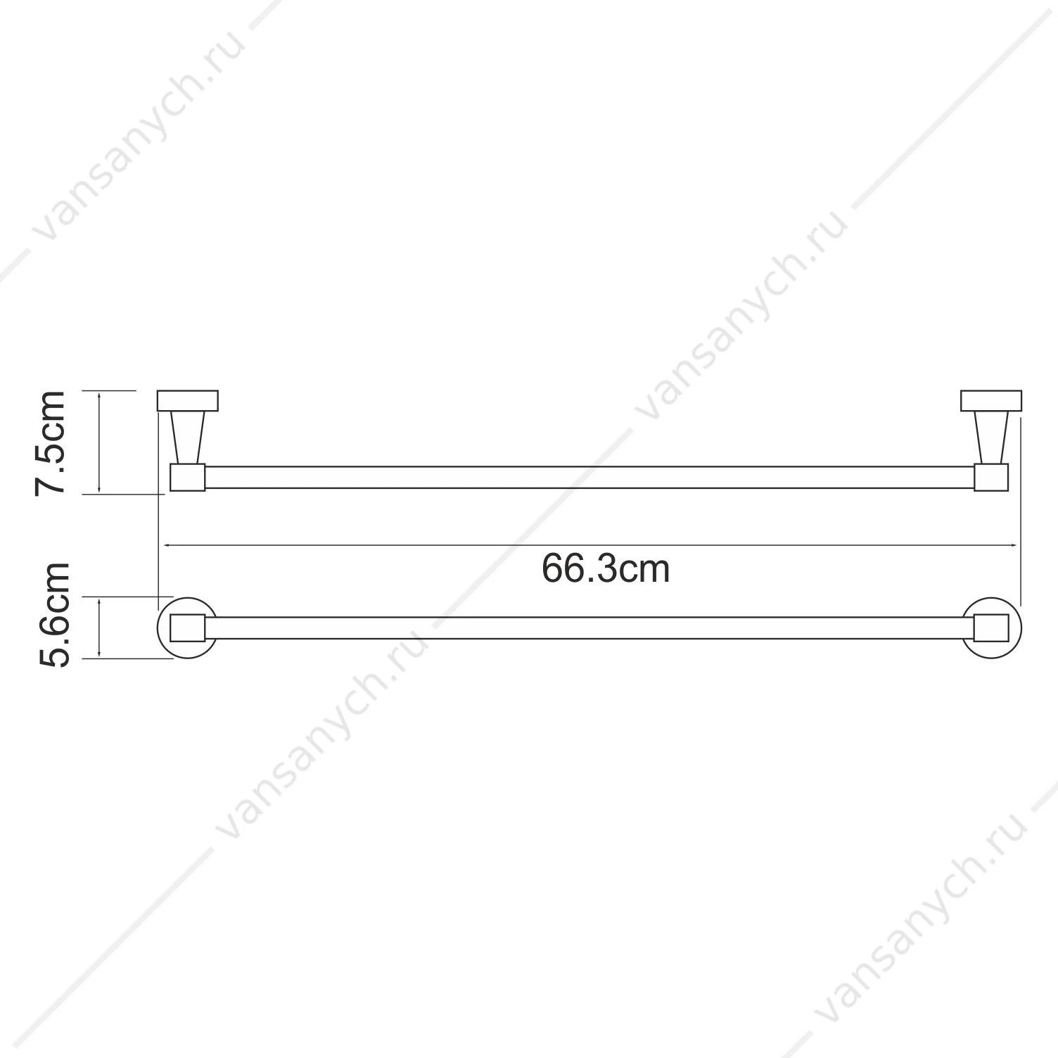 Держатель полотенец одинарный, Isen K-4000, Хром, K-4030
