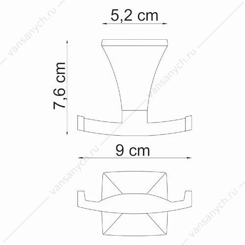 Крючок двойной, Wern K-2500, Хром, K-2523D